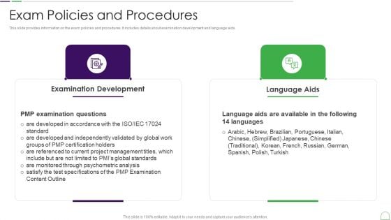 Project Management Professional Guide IT Exam Policies And Procedures Slides PDF