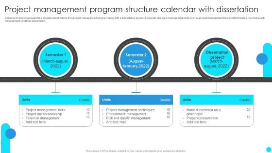 Project Management Program Structure Calendar With Dissertation Brochure PDF