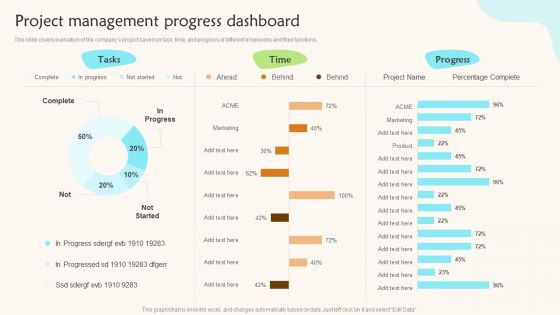 Project Management Progress Dashboard Teams Working Towards A Shared Objective Template PDF