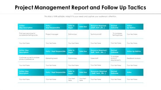 Project Management Report And Follow Up Tactics Ppt PowerPoint Presentation Show Example File PDF Project Management Report And Follow Up Tactics Ppt PowerPoint Presentation Show Example File PDF