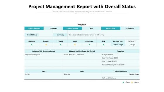 Project Management Report With Overall Status Ppt PowerPoint Presentation File Outline PDF