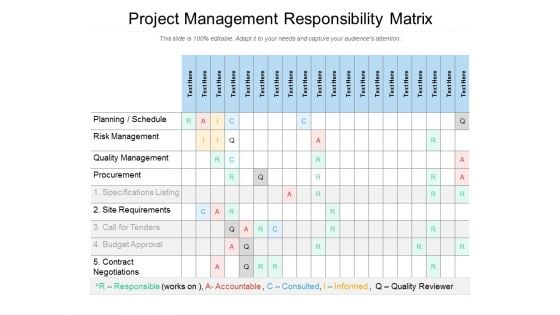 Project Management Responsibility Matrix Ppt PowerPoint Presentation Infographic Template Templates