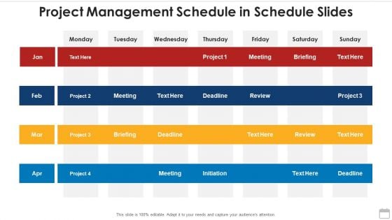 Project Management Schedule In Schedule Slides Summary PDF