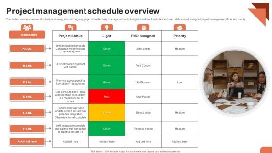 Project Management Schedule Overview Icons PDF