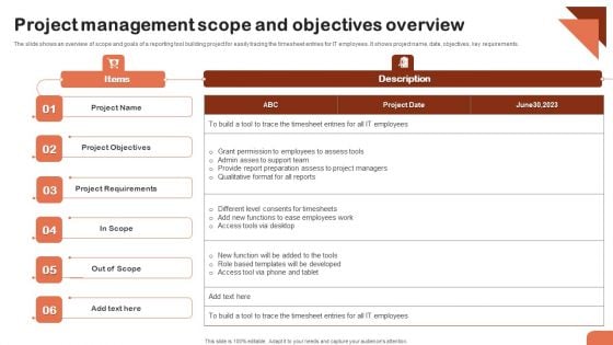 Project Management Scope And Objectives Overview Inspiration PDF