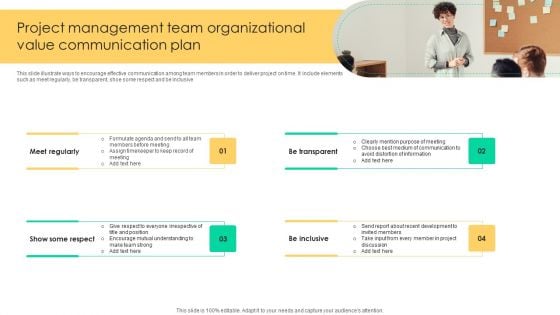 Project Management Team Organizational Value Communication Plan Mockup PDF