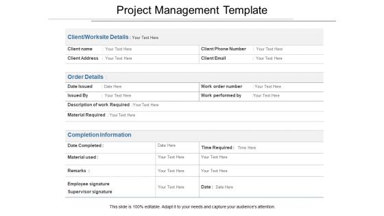 Project Management Template Ppt PowerPoint Presentation Background Image
