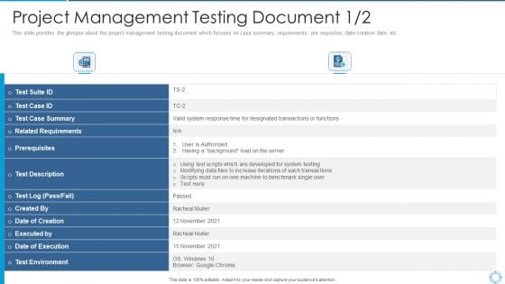 Project Management Testing Document System Elements PDF