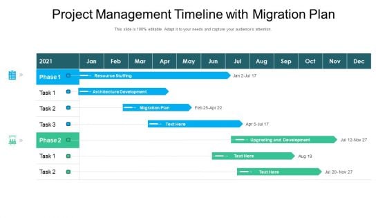 Project Management Timeline With Migration Plan Ppt PowerPoint Presentation File Gallery PDF