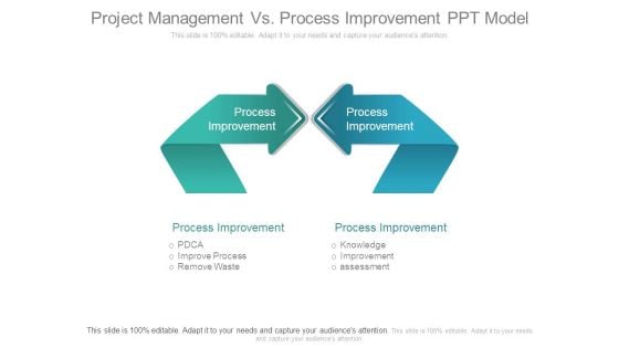 Project Management Vs Process Improvement Ppt Model