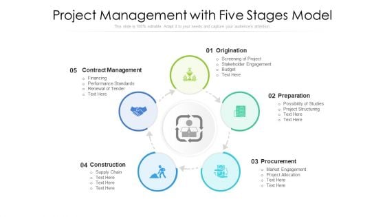 Project Management With Five Stages Model Ppt Portfolio Visual Aids PDF