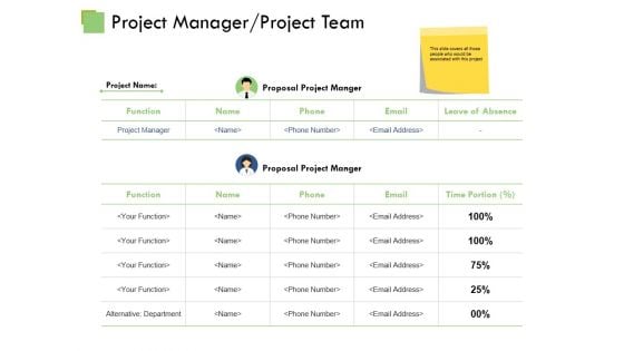 Project Manager Project Team Ppt PowerPoint Presentation Infographics Maker