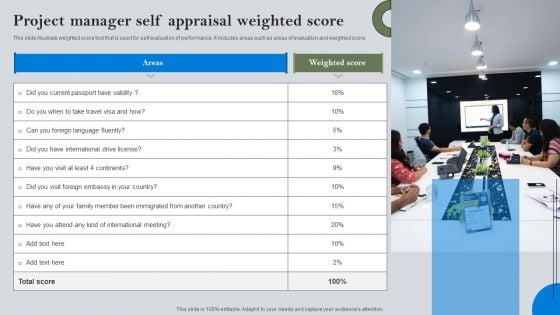 Project Manager Self Appraisal Weighted Score Designs PDF