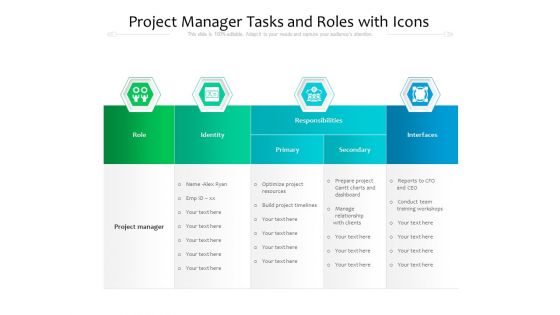 Project Manager Tasks And Roles With Icons Ppt PowerPoint Presentation Summary Slide Portrait