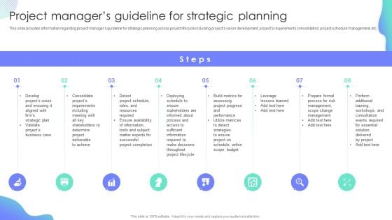 Project Managers Guideline For Strategic Planning Project Administration Plan Playbook Elements PDF