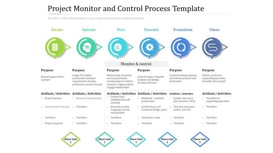 Project Monitor And Control Process Template Ppt PowerPoint Presentation Gallery Objects PDF