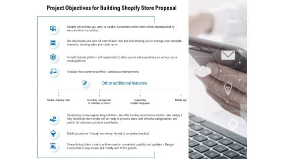 Project Objectives For Building Shopify Store Proposal Ppt PowerPoint Presentation Portfolio Good