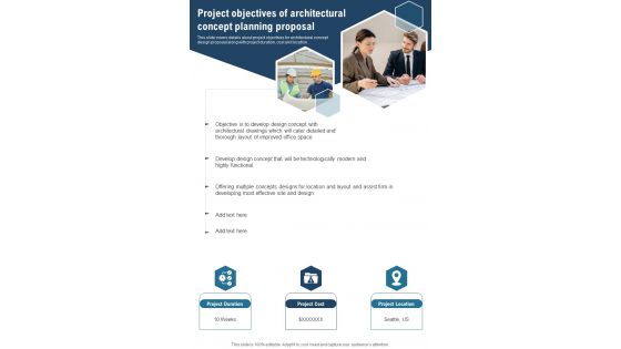 Project Objectives Of Architectural Concept Planning Proposal One Pager Sample Example Document