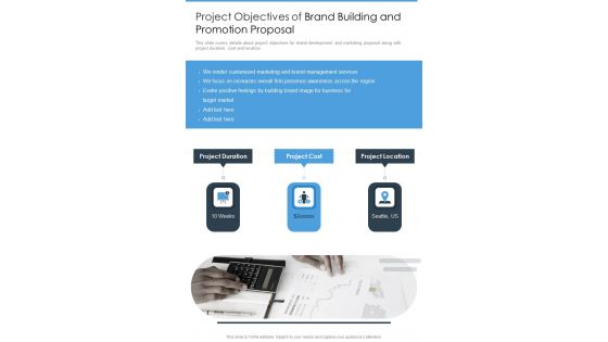 Project Objectives Of Brand Building And Promotion Proposal One Pager Sample Example Document