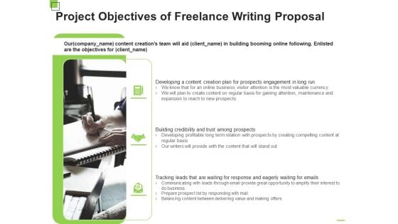 Project Objectives Of Freelance Writing Proposal Ppt Gallery Clipart PDF