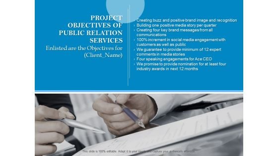 Project Objectives Of Public Relation Services Ppt PowerPoint Presentation Ideas Deck