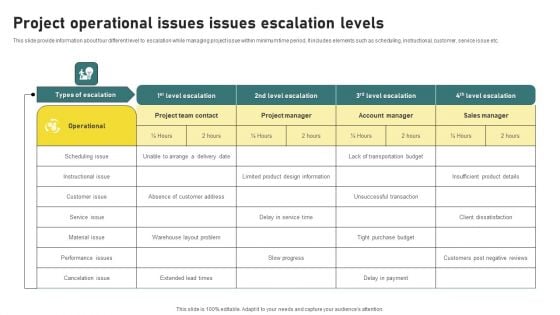 Project Operational Issues Issues Escalation Levels Mockup PDF