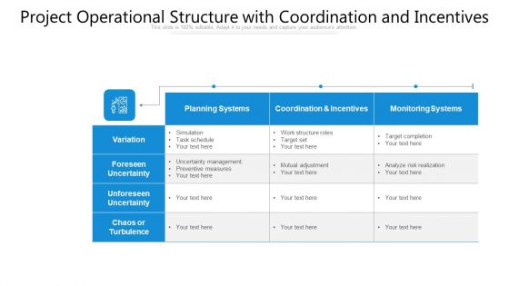 Project Operational Structure With Coordination And Incentives Ppt PowerPoint Presentation File Smartart PDF