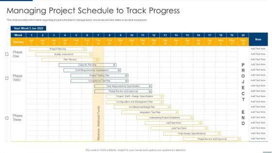 Project Organizing Playbook Managing Project Schedule To Track Progress Guidelines PDF