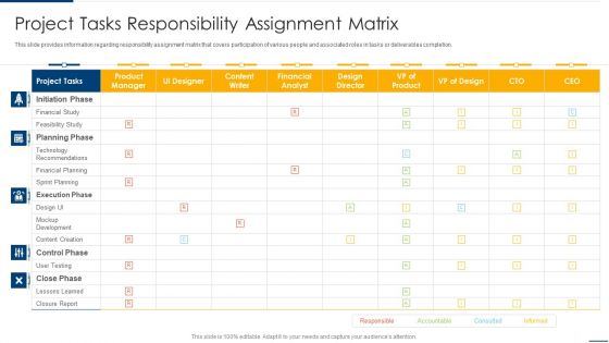 Project Organizing Playbook Project Tasks Responsibility Assignment Matrix Infographics PDF