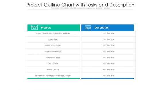 Project Outline Chart With Tasks And Description Ppt PowerPoint Presentation Outline Format Ideas PDF