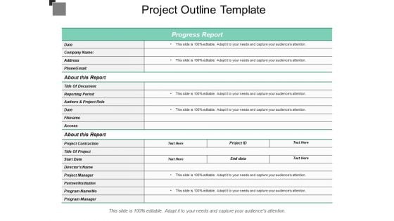 Project Outline Template Ppt PowerPoint Presentation Model Topics