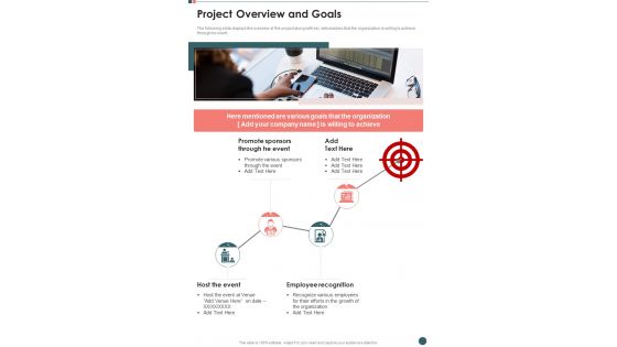 Project Overview And Goals Request For Proposal Event Planning And Organizing One Pager Sample Example Document