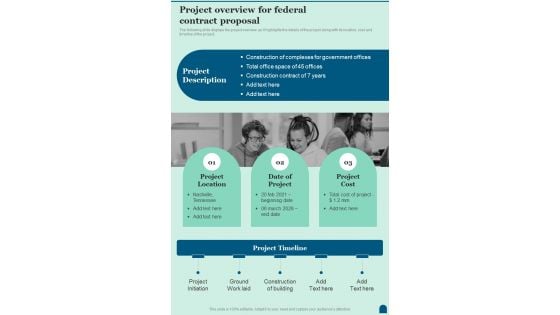 Project Overview For Federal Contract Proposal One Pager Sample Example Document