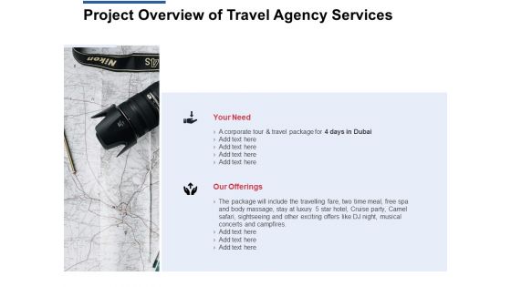 Project Overview Of Travel Agency Services Ppt Powerpoint Presentation Styles Background Designs