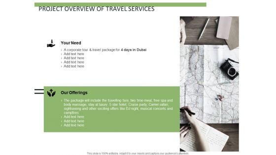 Project Overview Of Travel Services Ppt PowerPoint Presentation Ideas Information