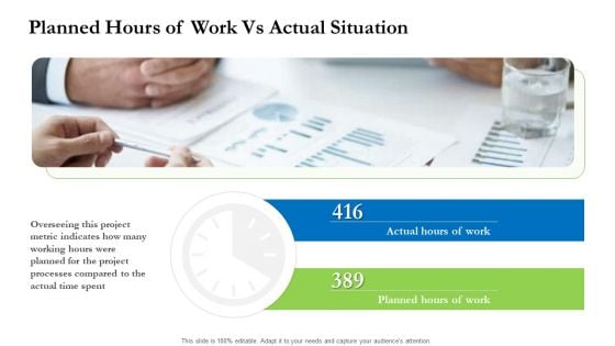 Project Performance Metrics Planned Hours Of Work Vs Actual Situation Ppt Slides Graphics Tutorials PDF