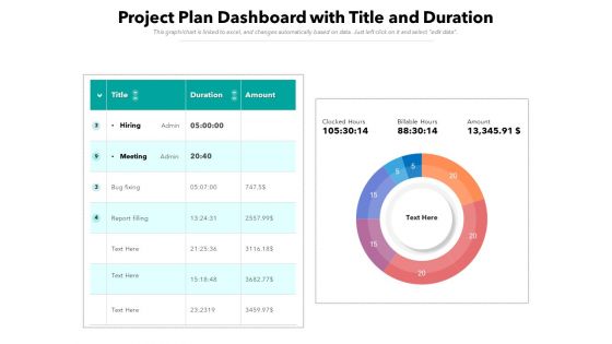 Project Plan Dashboard With Title And Duration Ppt PowerPoint Presentation Infographics Summary PDF
