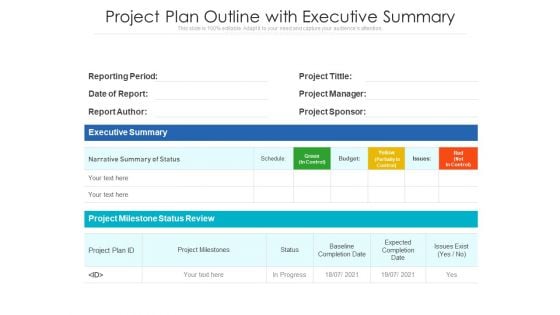 Project Plan Outline With Executive Summary Ppt PowerPoint Presentation Styles Slide PDF Project Plan Outline With Executive Summary Ppt PowerPoint Presentation Styles Slide PDF