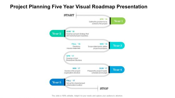 Project Planning Five Year Visual Roadmap Presentation Brochure