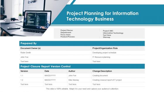 Project Planning For Information Technology Business Ppt PowerPoint Presentation Gallery Images PDF
