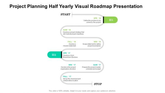 Project Planning Half Yearly Visual Roadmap Presentation Summary