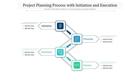 Project Planning Process With Initiation And Execution Ppt PowerPoint Presentation Icon Designs PDF