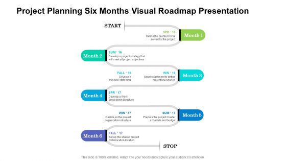 Project Planning Six Months Visual Roadmap Presentation Professional