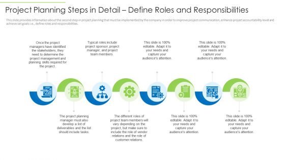 Project Planning Steps In Detail Define Roles And Responsibilities Diagrams PDF