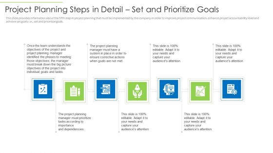 Project Planning Steps In Detail Set And Prioritize Goals Summary PDF