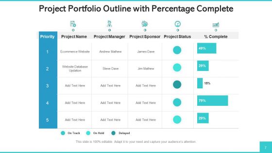 Project Portfolio Outline Business Strategic Ppt PowerPoint Presentation Complete Deck With Slides