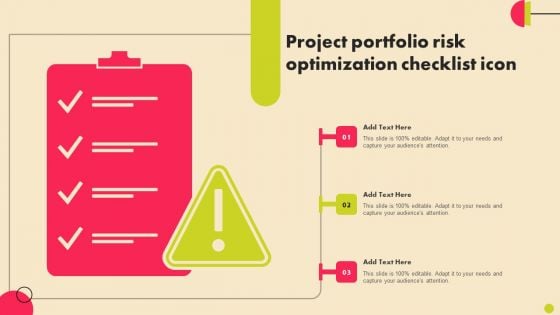 Project Portfolio Risk Optimization Checklist Icon Pictures PDF