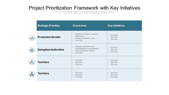 Project Prioritization Framework With Key Initiatives Ppt PowerPoint Presentation Outline Designs PDF