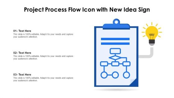 Project Process Flow Icon With New Idea Sign Ppt Layouts Themes PDF