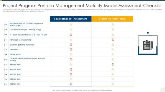 Project Program Portfolio Management Maturity Model Assessment Checklist Formats PDF